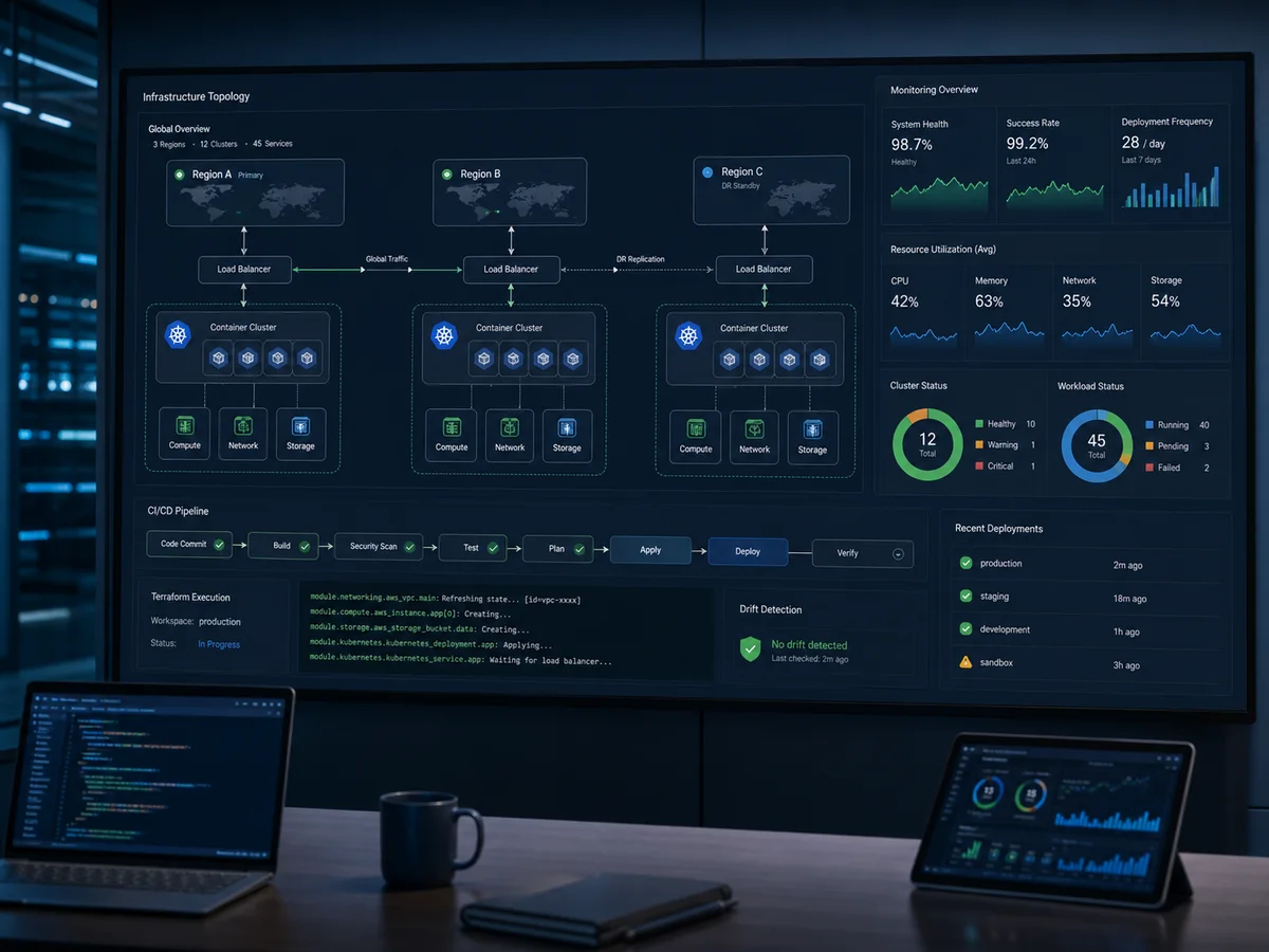 Multi-cloud infrastructure, Kubernetes and CI/CD operations dashboard